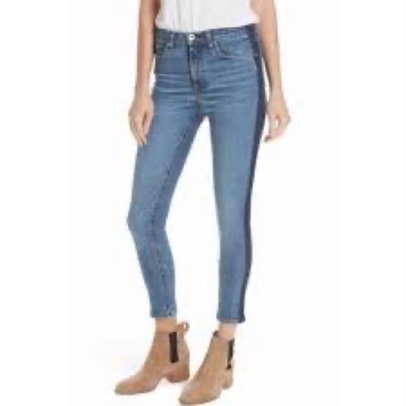 Rag & Bone High Rise Skinny Indigo Tux Side Stripe Jeans - Picture 2 of 12
